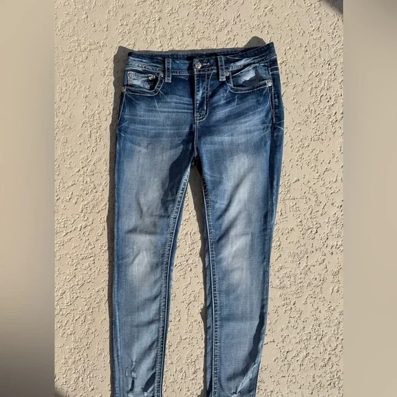Miss Me Jeans Size 30 Ankle Skinny Rhinestones Angel Wing Sequins Distressed - Picture 11 of 11